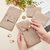 Lint Cloth Jewelry Gift Pouches with Snap Fastener, Jewelry Storage Bags, Rectangle, Tan, 9.5x10cm