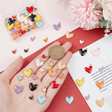 64Pcs 16 Style Alloy Enamel Pendants, Light Gold, Heart Charm, Mixed Color, 9~16x8.5~15x1.5~3mm, Hole: 1.4~1.6mm, 4pcs/style