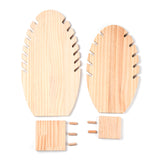 2 Sizes Wooden Oval Leaf Detachable Bracelet Display Stands, Slant Back Bracelet Organizer Holder, Wheat, 9~9.5x16~17.5x25~31cm
