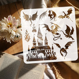 PET Hollow Out Drawing Painting Stencils, for DIY Scrapbook, Photo Album, Dragon, 30x30cm