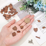 Walnut Wood Stud Earring Findings, with 304 Stainless Steel Pins and Iron Ear Nuts, Mixed Shapes, Platinum, Earrings: 16pairs/box, Ear Nuts: 32pcs/box