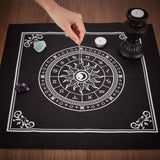 2 Sheets 2 Style Non-Woven Fabric Tarot Tablecloth for Divination, Tarot Card Pad, 12 Constellations Pendulum Tablecloth, Black, 500x500x0.5mm, 1 sheet/style