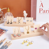 Wood Earring Card Organizer Display Stands, with 5Pcs Earring Display Cards, Rectangle, BurlyWood, 22x5.5x6.05cm