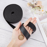 5M Flat Imitation Leather Cord, for Pillow Decor, Black, 25x2mm, about 5.47 Yards(5m)/Roll