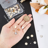 40Pcs 2 Colors Flat Plate 201 Stainless Steel Stud Earring Findings, with 304 Stainless Steel Pins & 40Pcs 304 Stainless Steel Ear Nuts, Golden & Stainless Steel Color, 10x0.8mm, Hole: 1.5mm, Pin: 0.8mm, 20Pcs/color