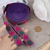 7M Flat Ethnic Style Polyester Ribbon, Jacquard Ribbon, Tyrolean Ribbon, Garment Accessories, Indigo, 7/8 inch(22mm), about 7.66 Yards(7m)/Roll