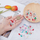 100Pcs Transparent Glass Charms, Dyed & Heated, Teardrop, Mixed Color, 13.5x8x6.5mm, Hole: 1.2mm