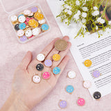 70Pcs 7 Colors Alloy Enamel Pendants, Light Gold, Flat Round with Smiling Face Charm, Mixed Color, 19x16mm, 10pcs/color