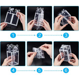 Foldable Transparent PVC Boxes, for Craft Candy Packaging Wedding Party Favor Gift Boxes, Rectangle with Bowknot Pattern, Clear, 120x70x70mm
