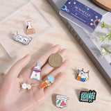 8Pcs 8 Style Chemistry Theme Enamel Pin, Light Gold Alloy Badge for Backpack Clothes, Mixed Color, 18~34.5x15~31x1.5~11mm Pin: 1mm, 1Pc/style