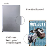 Tinplate Sign Poster, Vertical, for Home Wall Decoration, Rectangle with Word Nice Butt, Cow Pattern, 300x200x0.5mm