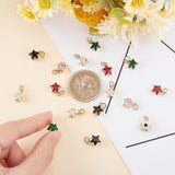 20Pcs 5 Colors Brass Micro Pave Cubic Zirconia Pendants, with Jump Ring, Real 18K Gold Plated, Star, Mixed Color, 11x8.5x5mm, Hole: 3.2mm, 4pcs/color
