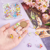 40Pcs Acrylic Flat Round Stud Earring Findings, with 316 Stainless Steel Pins and Hole, with 40Pcs Plastic Ear Nuts, Mixed Color, 15.5mm, Hole: 1.5mm, Pin: 0.7mm