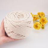 Macrame Cotton Cord, Twisted Cotton Rope, for Wall Hanging, Plant Hangers, Crafts and Wedding Decorations, Navajo White, 4mm, about 109.36 yards(100m)/roll