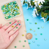 240Pcs 8 Style 2-Hole Glass Seed Beads, Rectangle, Light Green, 5x4.5~5.5x2~2.5mm, Hole: 0.5~0.8mm, 30pcs/style