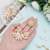 1 Sets Alloy Shoe Decoraction, with Pearl & Plastic Flower, for Shoe Decoration Accessories, Navajo White, 48.5x79.5x12mm