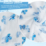 Polyester Embroidery Fabric, with 3D Butterfly, for Clothing Accessories, White, 130~140x0.02cm, 2 yards/pc