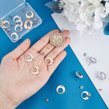 20Pcs 2 Color Brass Stud Earring Findings, Flat Round, Nickel Free, with 20Pcs Ear Nuts, Platinum & Golden, 15x15x1mm, Pin: 0.7mm, 10Pcs/color