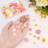 Flatback Hair & Costume Accessories Ornaments Resin Flower Daisy Cabochons, Mixed Color, 75pcs/box