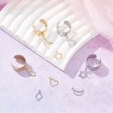 DIY Charm Ring Making Kit, Including Stainless Steel Cuff Ring Components, Moon & Star & Rhombus & Heart 304 Stainless Steel Pendants, Golden & Stainless Steel Color, 22Pcs/box
