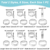 16Pcs 16 Style 201 Stainless Steel Grooved Finger Ring Settings, Ring Core Blank, for Inlay Ring Jewelry Making, Stainless Steel Color, US Size 5 1/4(15.9mm)~US Size 14(23mm), 1pc/style