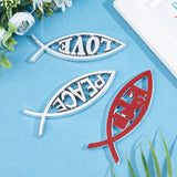 3Pcs 3 Style ABS Easter Decoration Sticker, for Car Decoration, Jesus Fish/Christian Ichthys Ichthus, Silver, 46x140x6mm, 1pc/style