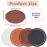 4Pcs 4 Colors Litchi Grain PU Leather Bag Bottoms, Flat Round, Mixed Color, 12x0.4cm, Hole: 5mm, 1pc/color