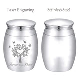 Alloy Cremation Urn Kit, with Disposable Flatware Spoons, Silver Polishing Cloth, Velvet Packing Pouches, Tree of Life, 40.5x30mm, 1pc