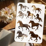 Plastic Drawing Painting Stencils Templates, for Painting on Scrapbook Fabric Tiles Floor Furniture Wood, Rectangle, Horse, 29.7x21cm