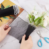 Polyester Flower Bouquet Wrapping Mesh Paper, with ABS Plastic Imitation Pearl Edge, Bouquet Packaging Paper Wrinkled Wavy Net Yarn, for Valentine's Day, Wedding, Birthday Decoration, Black, 4000x150mm