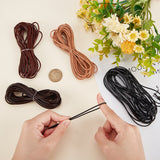 Cowhide Leather Cord, Leather Jewelry Cord, Jewelry DIY Making Cord, Round, Mixed Color, 2mm, about 5.47 Yards(5m)/color, 4 colors, 20m/set