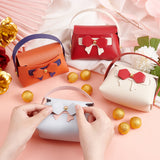 4 Sets 4 Colors Foldable Imitation Leather Wedding Bowknot Candy Bags, with Alloy Findings, Mixed Color, 13x12x7cm, 1 set/color