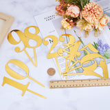 10Pcs 10 Style Number Acrylic Mirror Effect Cake Toppers, Cake Insert Cards, for Cake Decoration, Gold, 146~162.5x50~61x1mm, pin: 5x1mm, 1pc/style