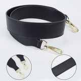 Double-sided Cowhide Leather Wide Bag Handles, with Zinc Alloy Swivel Clasps, for Purse Making, Black, 90x4x0.3cm