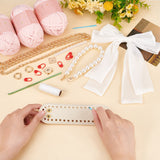DIY Women's Bowknot Crossbody Bag Making Kits, including Thick Polyester Yarns, Imitation Leather Bag Bottoms, Plastic Bag Handles, Magnetic Clasp, Needle, Pink, 1.95~117.5x0.16~19.5x0.11~7.6cm
