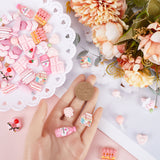60Pcs 15 Styles Opaque Resin Imitation Food Cabochons, Ice Cream & Cake & Donut, Mixed Shapes, Pink, 14~31.5x8~22x4~12mm, 4pcs/style