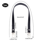 Cowhide Leather Bag Handles, with Alloy Swivel Clasps, for Bag Replacement Accessories, Black, 64x1.9x1.15cm