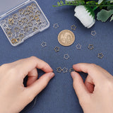 60Pcs 2 Colors Rack Plating Eco-friendly Brass Bead Frames, Lead Free & Cadmium Free, Long-Lasting Plated, Textured, Hollow Flower, Golden & Silver, 8x8x2mm, Hole: 0.5mm, 30pcs/color