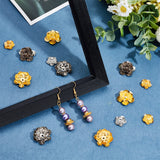 96Pcs 6 Style  Iron Bead Caps, Flower, Platinum & Golden, 14~24x5.5~9mm, Hole: 1.2~1.4mm, 16pcs/style