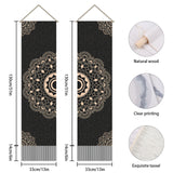 Polyester Decorative Wall Tapestrys, for Home Decoration, with Wood Bar, Rope, Rectangle, Floral Pattern, 1300x330mm, 2pcs/set