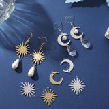 24Pcs 4 Styles Brass Connector Charms, Long-Lasting Plated, Sun & Moon Links, Golden & Silver, 16.5~22.5x22~26.5x0.8~1mm, Hole: 1.2mm, 6pcs/style