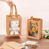 Paper Bags, Gift Shopping Bags, with Transparent Clear Window Display and Handles, Rectangle, Peru, 25x18x13.2cm