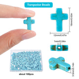 4Strands Synthetic Turquoise Beads Strands, Dyed, Religion, Cross, Dark Turquoise, 16x12x3.5mm, Hole: 1mm, about 24pcs/strand, 15.25 inch