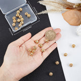 32Pcs 8 Style Alloy Hollow Beads, Round, Cadmium Free & Lead Free, Real 18K Gold Plated, 8x7~8mm, Hole: 1.5~2mm, 4pcs/style