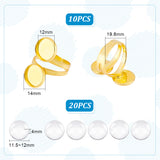 DIY Double Blank Dome Finger Ring Making Kit, Including Brass Cuff Rings Components, Glass Cabochons, Golden, US Size 10(19.8mm), 30Pcs/box