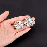 Alloy Rhinestone Shoe Clip Findings, DIY Craft Buckles for Shoes Accessories, Platinum, 32x32x9mm, 2pcs/box