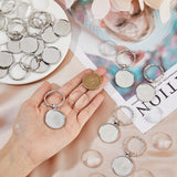 DIY Blank Dome Keychain Making Kit, Including Alloy Keychain Cabochon Settings, Glass Cabochons, Platinum, 40Pcs/box