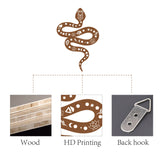 Creative Natural Wooden Wall Hanging Decoration, Wall Art Ornament, with Hook Hanger, Snake Pattern, 200x300x6mm