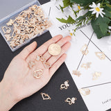 64Pcs 4 Style Alloy Links/Connectors, with Rhinestone, Butterfly & Heart, Crystal, Golden, 13~16.5x19~25x2~2.5mm, Hole: 1.5~1.8mm, 16pcs/style
