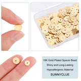 200Pcs 2 Styles Brass Spacer Beads, Long-Lasting Plated, Disc, Real 18K Gold Plated, 6~8x0.5mm, Hole: 0.9~1mm, 100pcs/style